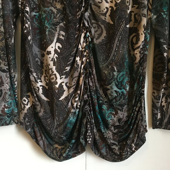 Vintage Canadian Conrad C Paisley Damask Ruffled Top - Picture 5 of 16